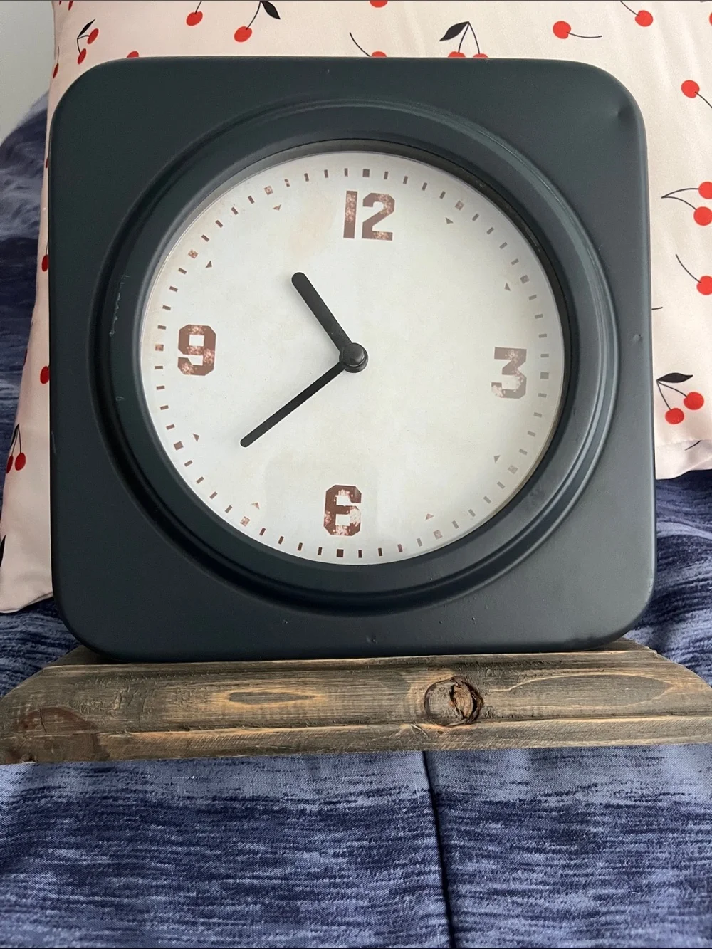 Black Square Wall Clock with White Dial
